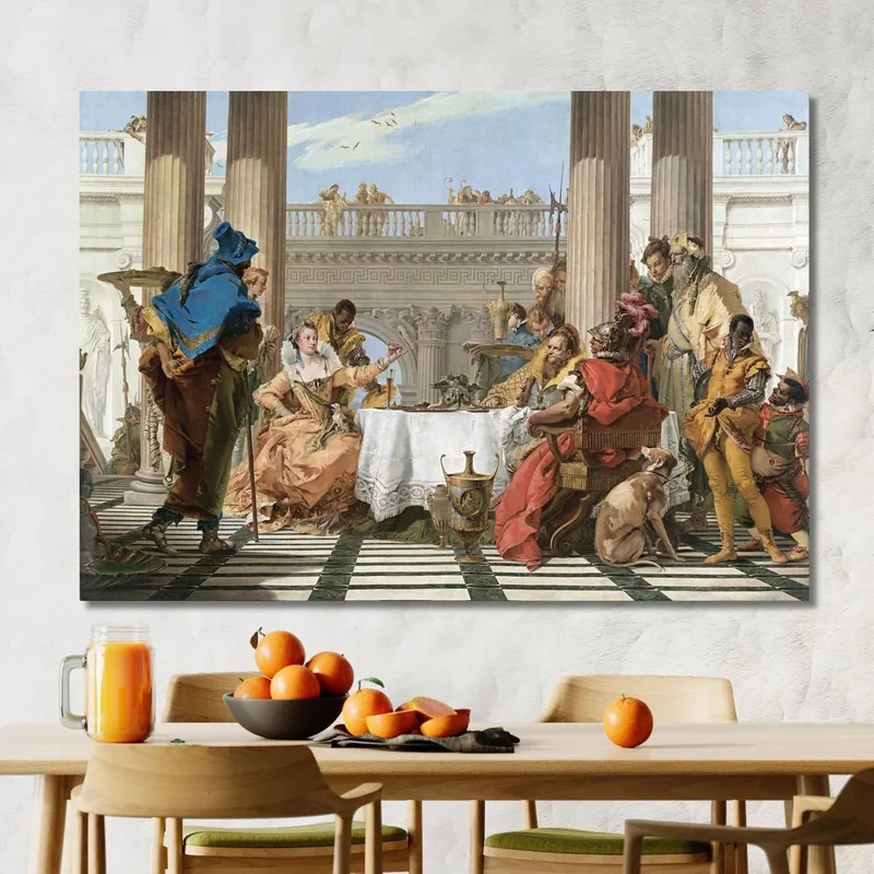Feeby Tableau Toile Intissée Faraon Égypte Cléopâtre 60x40 Cm - Décoration Murale Moderne Pyramides Nil