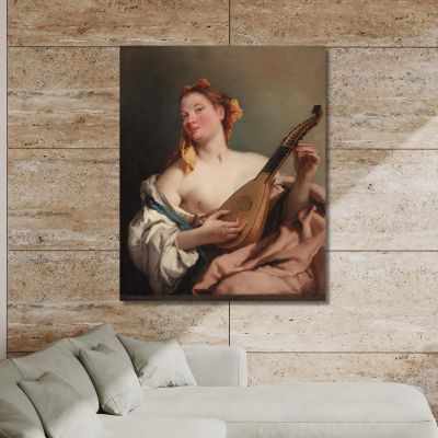 Donna Con Un Mandolino Giovanni Battista Tiepolo gbt56 quadro stampa su tela