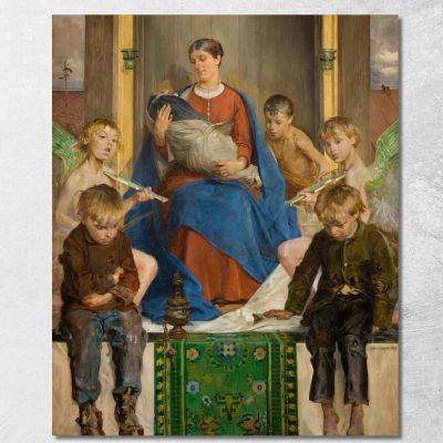 Madonna E Bambini Jacek Malczewski jml56 quadro stampa su tela