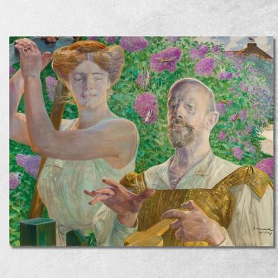 Autoritratto Con Musa E Buddleia Jacek Malczewski jml113 quadro stampa su tela