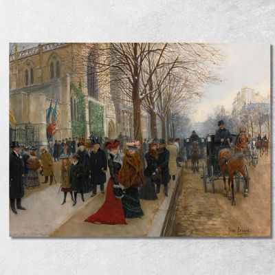 Dopo La Funzione Presso La Chiesa Della Santissima Trinità Natale 1890 Jean Béraud jbr2 quadro stampa su tela
