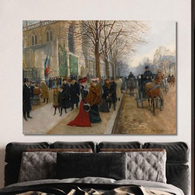Después Del Servicio En La Iglesia De La Santísima Trinidad Navidad 1890 Jean Béraud, jbr2 cuadro en lienzo
