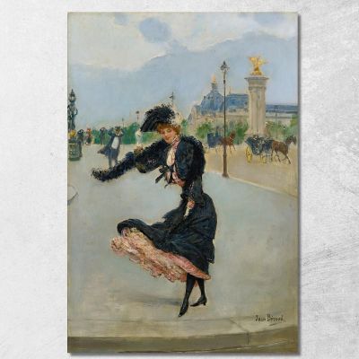 Elegante Di Fronte Al Grand Palais Sul Ponte Alexandre Iii Jean Béraud jbr18 quadro stampa su tela