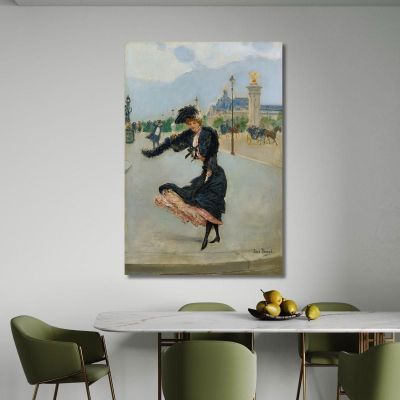 Elegante Frente Al Grand Palais En El Puente Alexandre Iii Jean Béraud, jbr18 cuadro en lienzo
