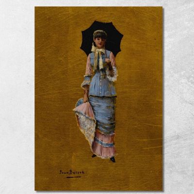 Giovane Donna Con Ombrellone Jean Béraud jbr27 quadro stampa su tela