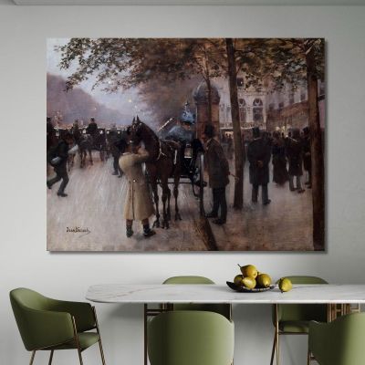 Boulevard Des Capucines La Sera Davanti Al Café Napolitain Jean Béraud jbr49 quadro stampa su tela