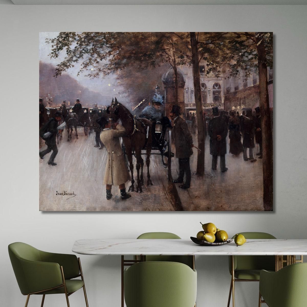 Boulevard Des Capucines La Sera Davanti Al Café Napolitain Jean Béraud jbr49 quadro stampa su tela