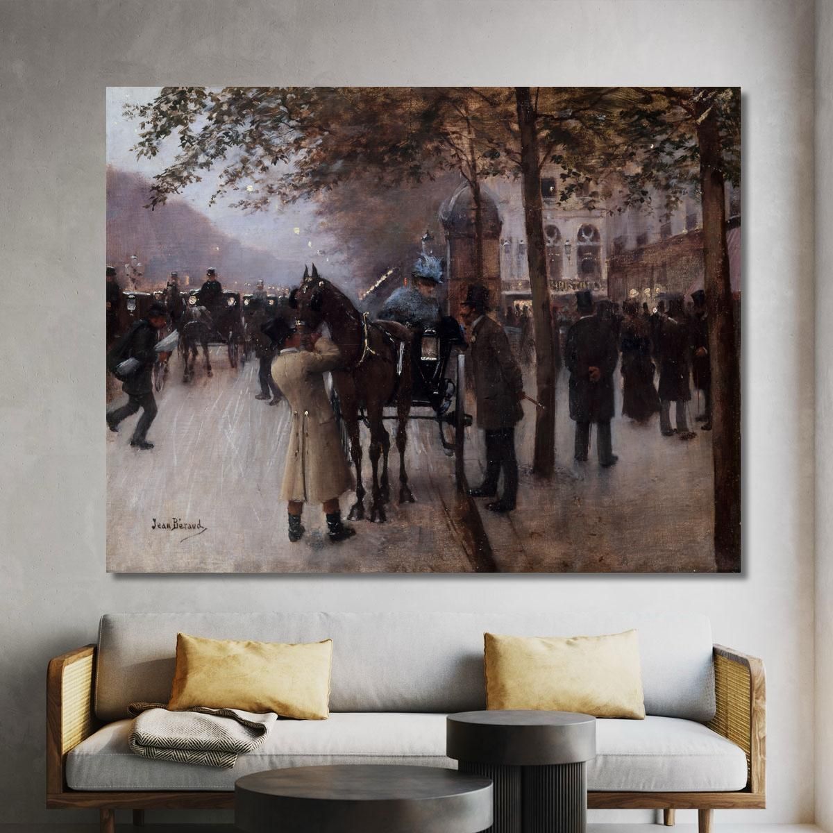 Boulevard Des Capucines La Sera Davanti Al Café Napolitain Jean Béraud jbr49 quadro stampa su tela