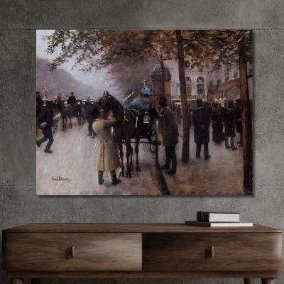 Boulevard Des Capucines La Sera Davanti Al Café Napolitain Jean Béraud jbr49 quadro stampa su tela