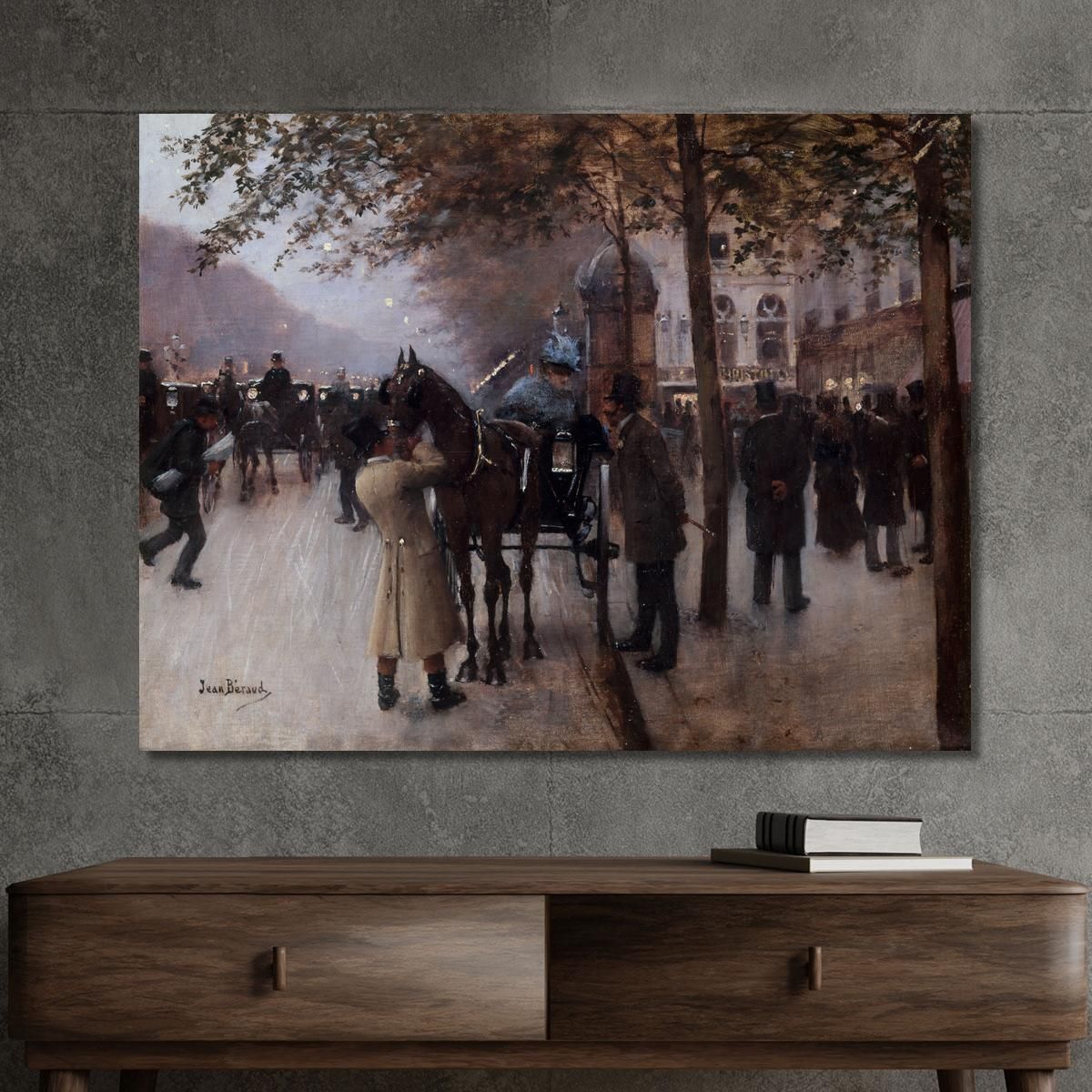 Boulevard Des Capucines La Sera Davanti Al Café Napolitain Jean Béraud jbr49 quadro stampa su tela