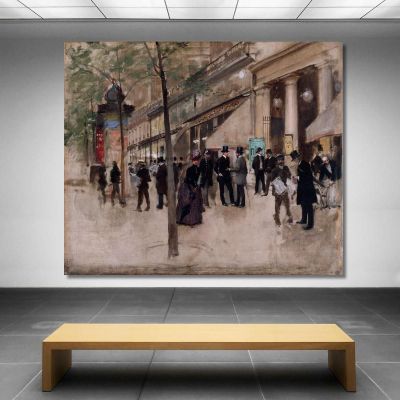 Boulevard Montmartre Davanti Al Théâtre Des Variétés Nel Pomeriggio Jean Béraud jbr50 quadro stampa su tela