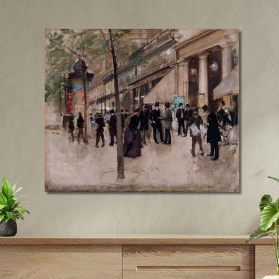 Boulevard Montmartre Davanti Al Théâtre Des Variétés Nel Pomeriggio Jean Béraud jbr50 quadro stampa su tela