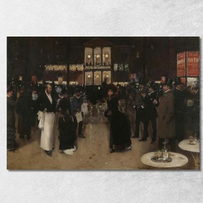 Boulevard Montmartre Di Notte Davanti Al Théâtre Des Variétés Jean Béraud jbr51 quadro stampa su tela