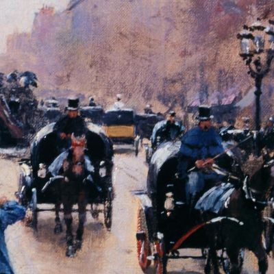 Boulevard Poissonière Sotto La Pioggia Jean Béraud jbr52 quadro stampa su tela