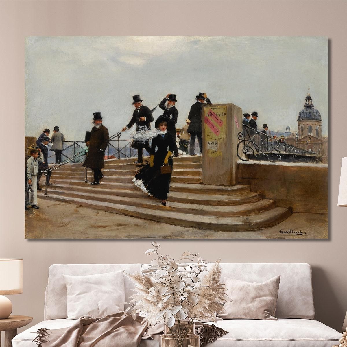 Il Pont Des Arts Dal Vento Forte Jean Béraud jbr62 quadro stampa su tela