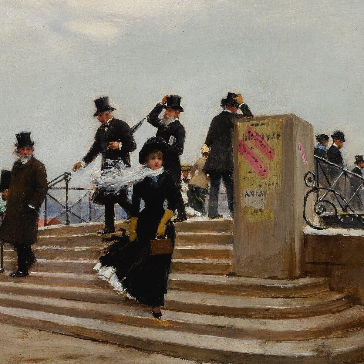 Il Pont Des Arts Dal Vento Forte Jean Béraud jbr62 quadro stampa su tela