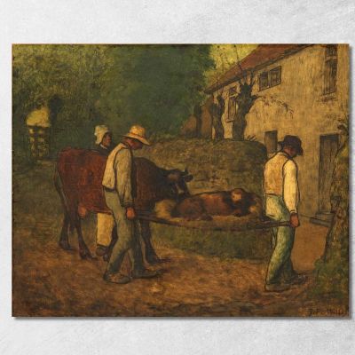 Iniziato Il Processo Di Portare A Casa Il Vitello Nato Nei Campi Jean-François Millet jfm10 quadro stampa su tela