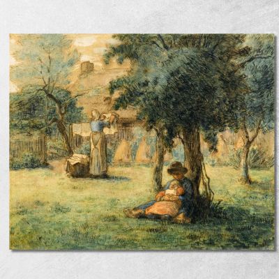 Donna Che Stende Il Bucato Jean-François Millet jfm16 quadro stampa su tela