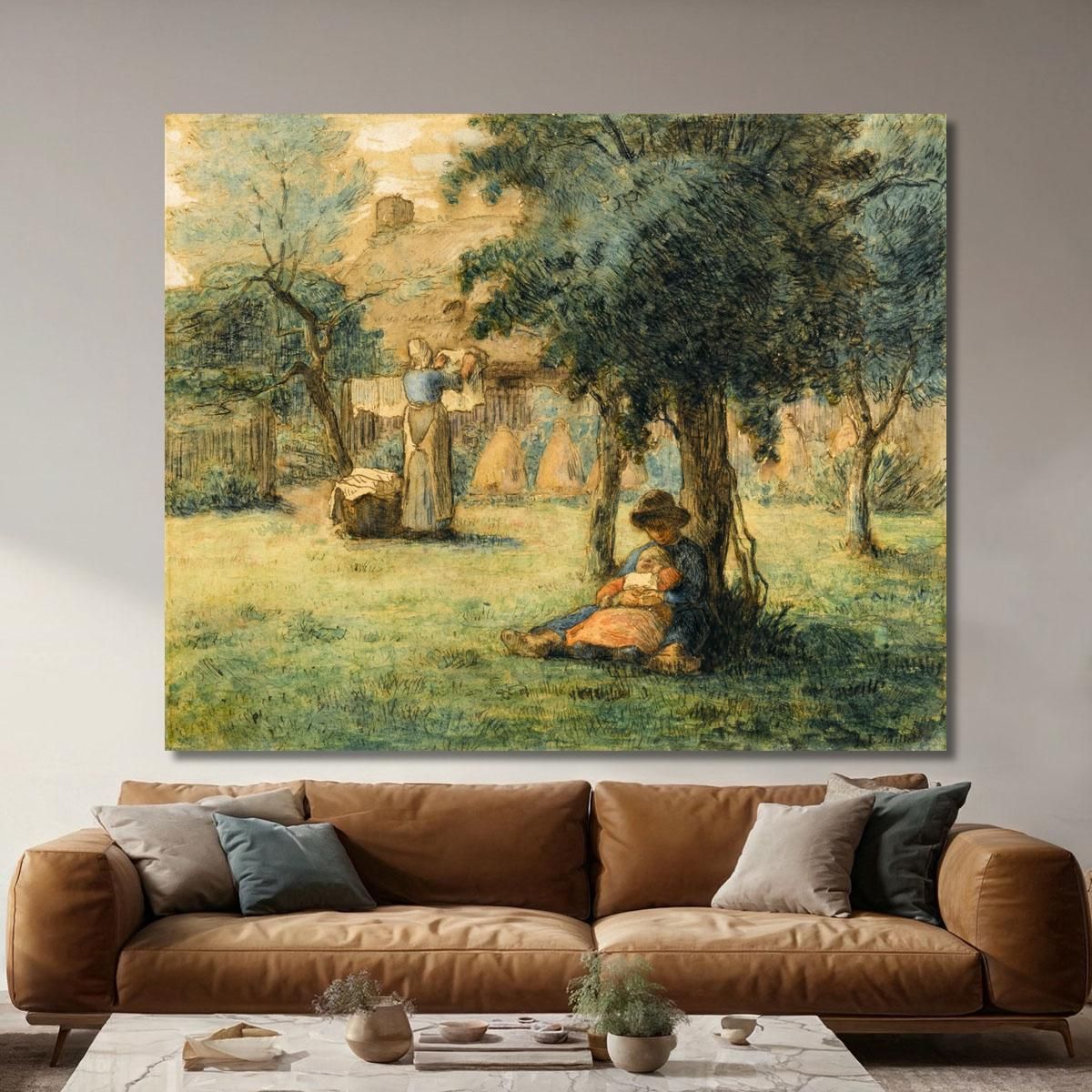 Donna Che Stende Il Bucato Jean-François Millet jfm16 quadro stampa su tela