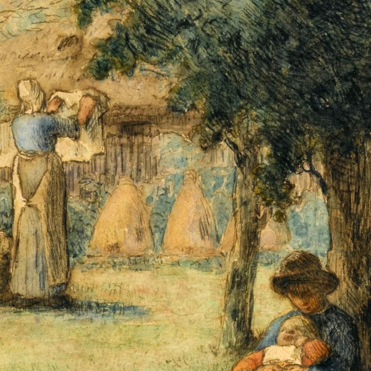 Donna Che Stende Il Bucato Jean-François Millet jfm16 quadro stampa su tela