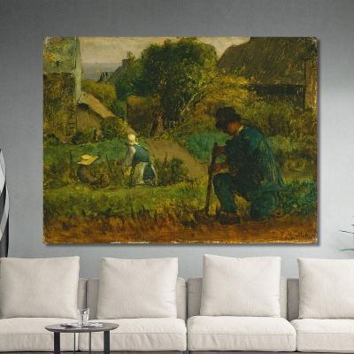 Escena Del Jardín Jean-François Millet, jfm17 cuadro en lienzo
