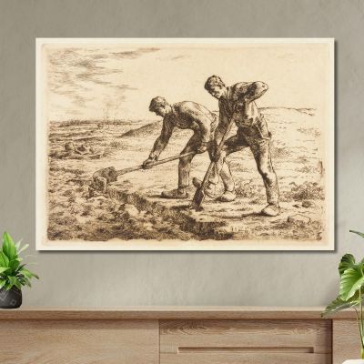 Los Excavadores Jean-François Millet, jfm32 cuadro en lienzo