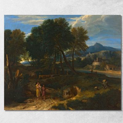 Pastorale Con Un Giovane Pastore E Una Donna Con Un Bambino In Braccio Jean-François Millet jfm39 quadro stampa su tela