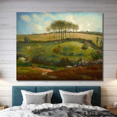 Pascolo Vicino A Cherbourg Normandia Jean-François Millet, jfm40 quadro stampa su tela