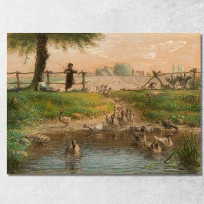 Bambini Contadini Allo Stagno Delle Oche Jean-François Millet jfm42 quadro stampa su tela