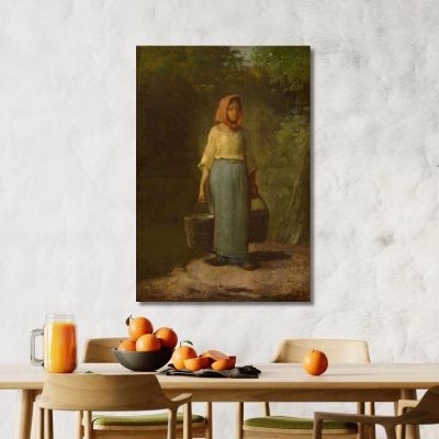 Chica Campesina Regresando Del Pozo Jean-François Millet, jfm43 cuadro en lienzo