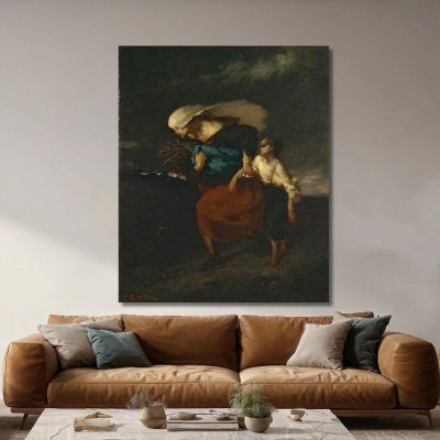 Ritirata Dalla Tempesta Jean-François Millet, jfm54 quadro stampa su tela