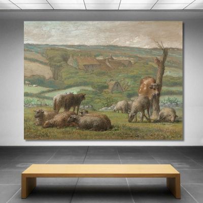 Ländliche Landschaft Jean-François Millet, jfm56 drucken auf leinwand