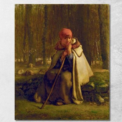 Pastorella Seduta Jean-François Millet jfm57 quadro stampa su tela