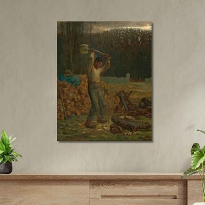 El Leñador Jean-François Millet, jfm80 cuadro en lienzo
