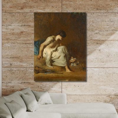 El Bañista Jean-François Millet, jfm82 cuadro en lienzo