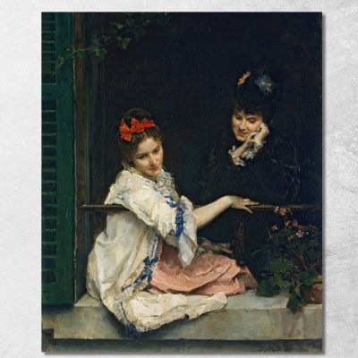 Ragazze Alla Finestra Raimundo de Madrazo y Garreta rmg18 quadro stampa su tela