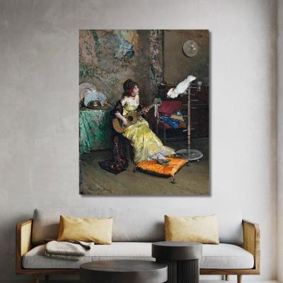 Mujer Con Un Loro Raimundo de Madrazo y Garreta, rmg45 cuadro en lienzo