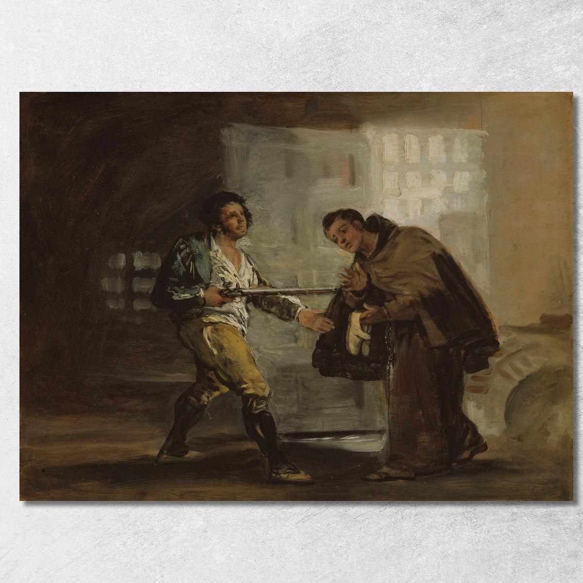 Frate Pedro Offre Le Scarpe A El Maragato E Si Prepara A Mettere Da Parte La Sua Pistola Francisco de Goya quadro stampa su tela