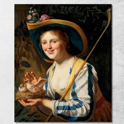 Pastorella Con I Piccioni Gerard van Honthorst gvh43 quadro stampa su tela