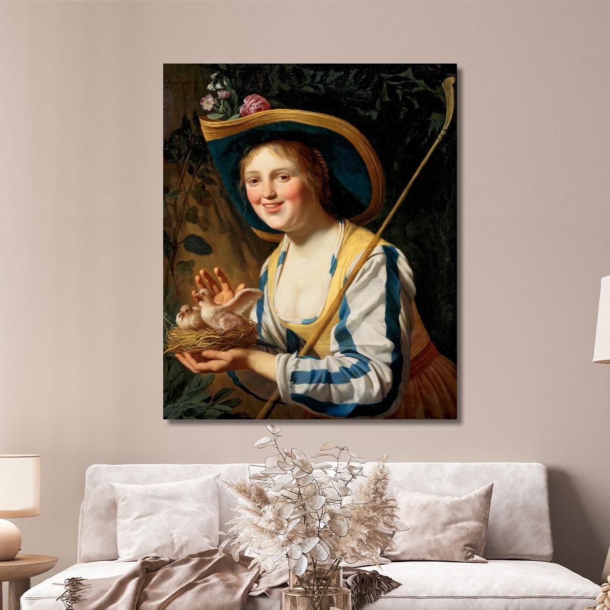 Pastorella Con I Piccioni Gerard van Honthorst gvh43 quadro stampa su tela