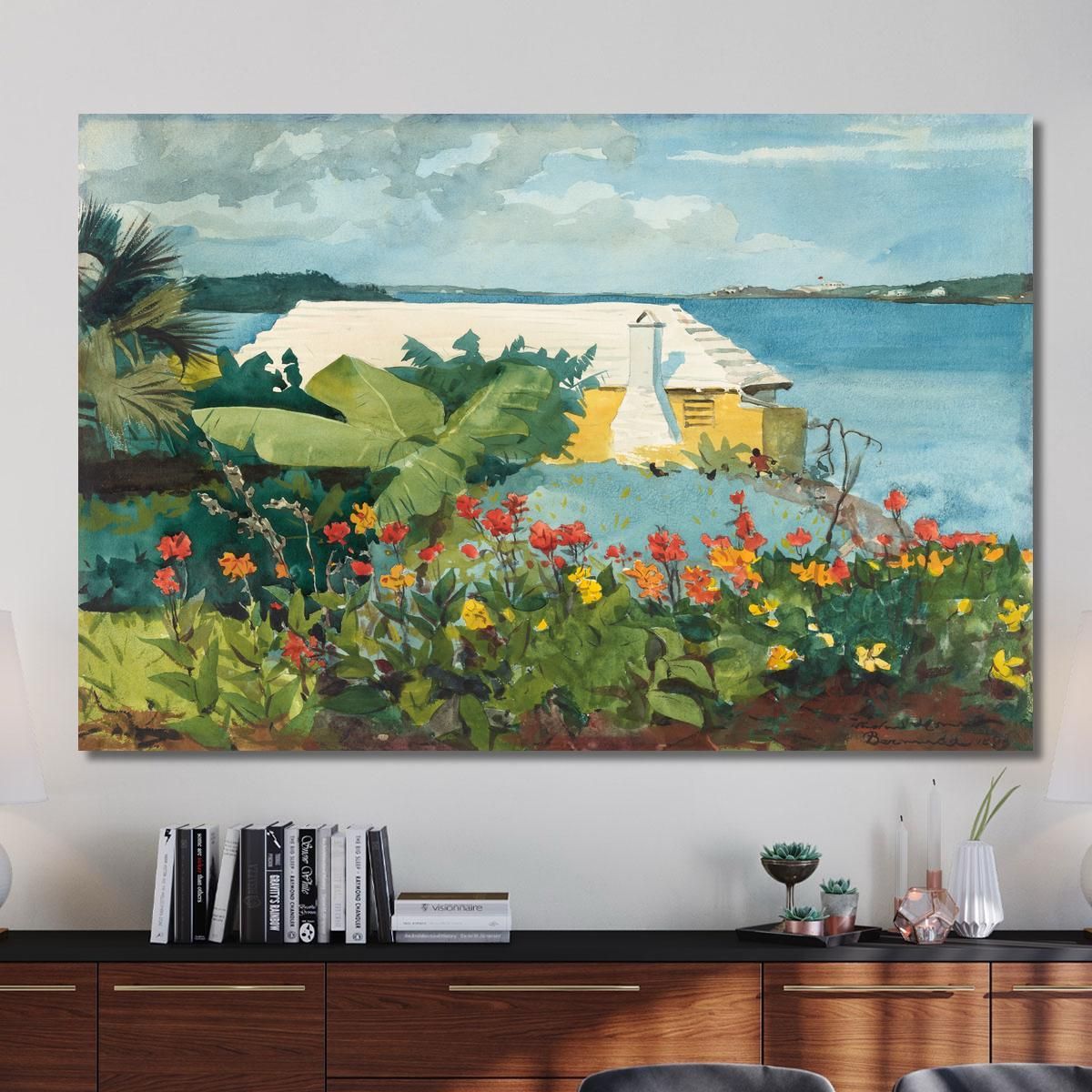 Giardino Fiorito E Bungalow Bermuda Winslow Homer whm66 quadro stampa su tela