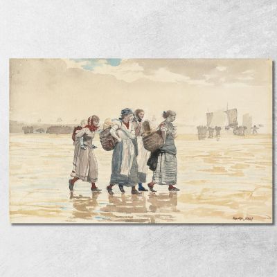 Quattro Pescivendole Sulla Spiaggia Winslow Homer whm68 quadro stampa su tela