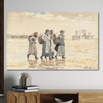 Quattro Pescivendole Sulla Spiaggia Winslow Homer whm68 quadro stampa su tela