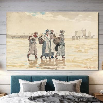 Quattro Pescivendole Sulla Spiaggia Winslow Homer whm68 quadro stampa su tela