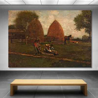 Heuhaufen Und Kinder Winslow Homer, whm85 drucken auf leinwand