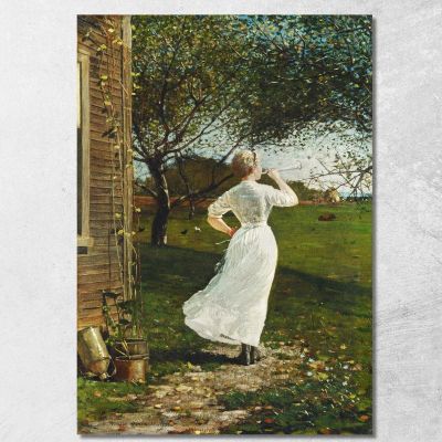 Il Corno Della Cena Che Suona Il Corno In Riva Al Mare Winslow Homer whm210 quadro stampa su tela