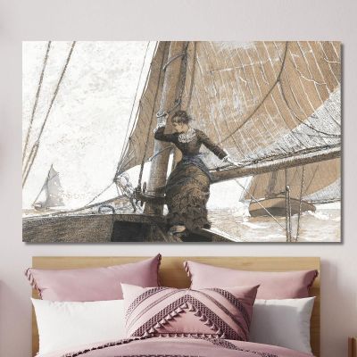 Chica Navegando Winslow Homer, whm274 cuadro en lienzo