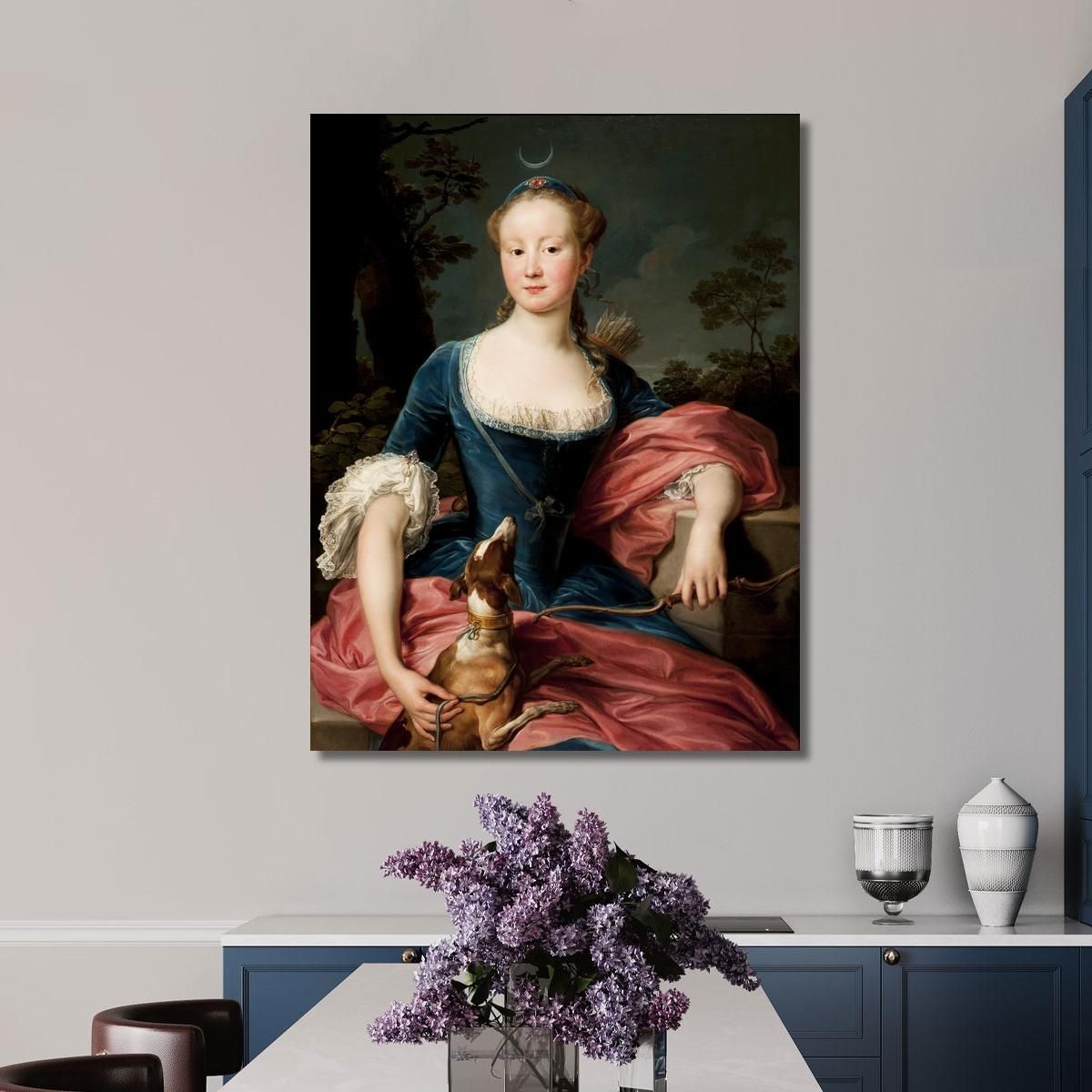 Ritratto Di Dama Nei Panni Di Diana Cacciatrice Pompeo Batoni pbt24 quadro stampa su tela