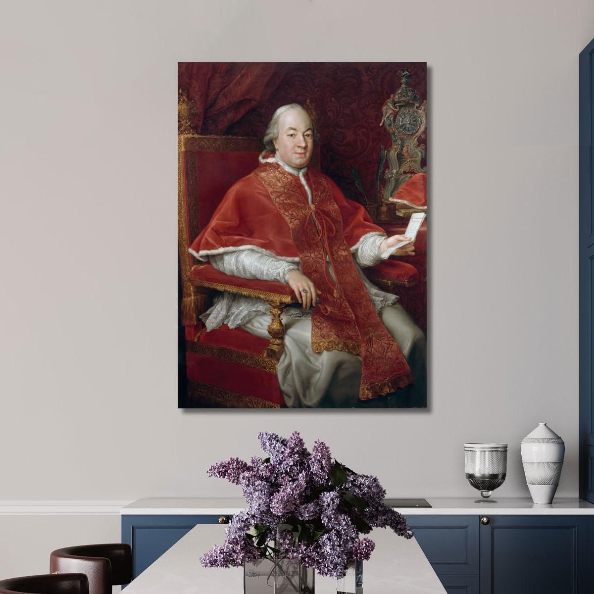 Portrait Of Pope Pius Vi Giovanni Angelo Braschi Pompeo Batoni pbt37 quadro stampa su tela