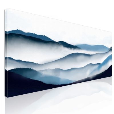 Quadro Paesaggio Astratto Arte Paesaggio Montuoso Blu Con Nebbia E Colline abl13 quadro stampa su tela